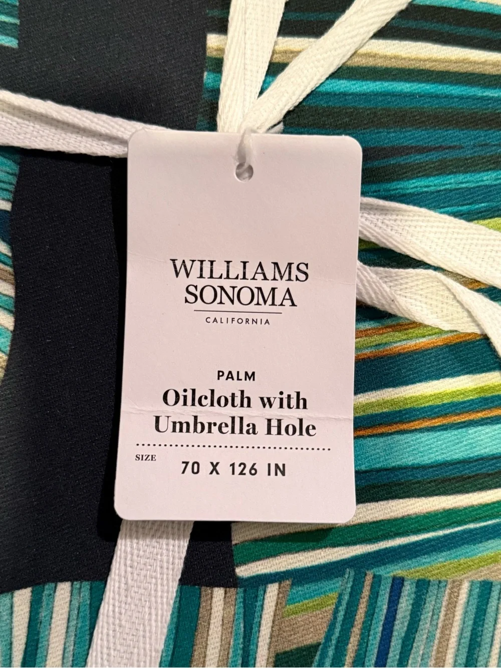 Williams Sonoma Palm Oilcloth Tablecloth with Umbrella Hole
